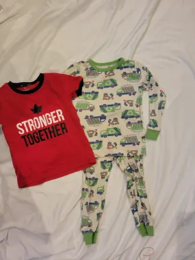 3T - Racoon Garbage Truck Pjs and Canada Tshirt , Kids 3T