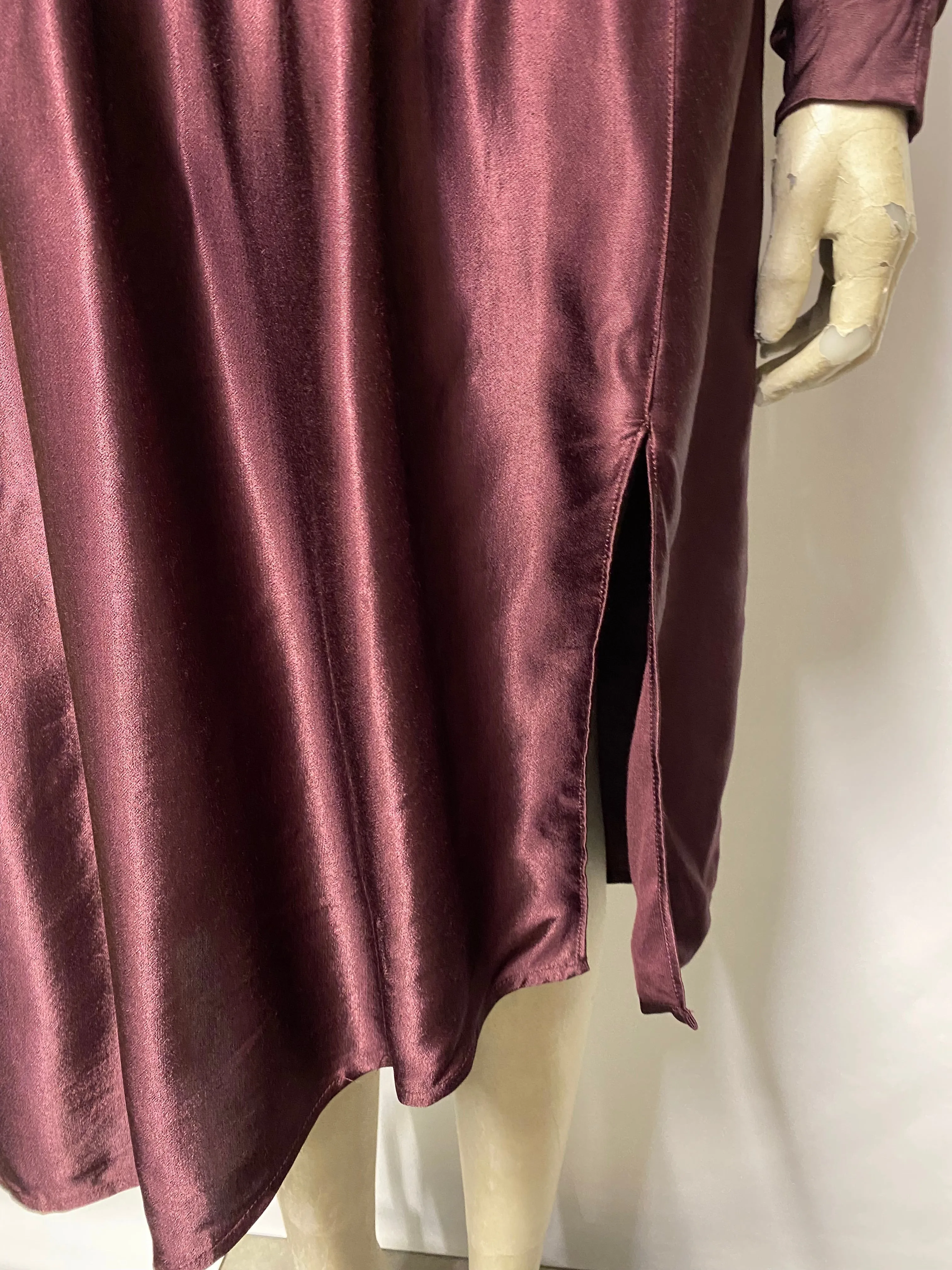 AllSaints Burgundy Satin Midi Dress 10