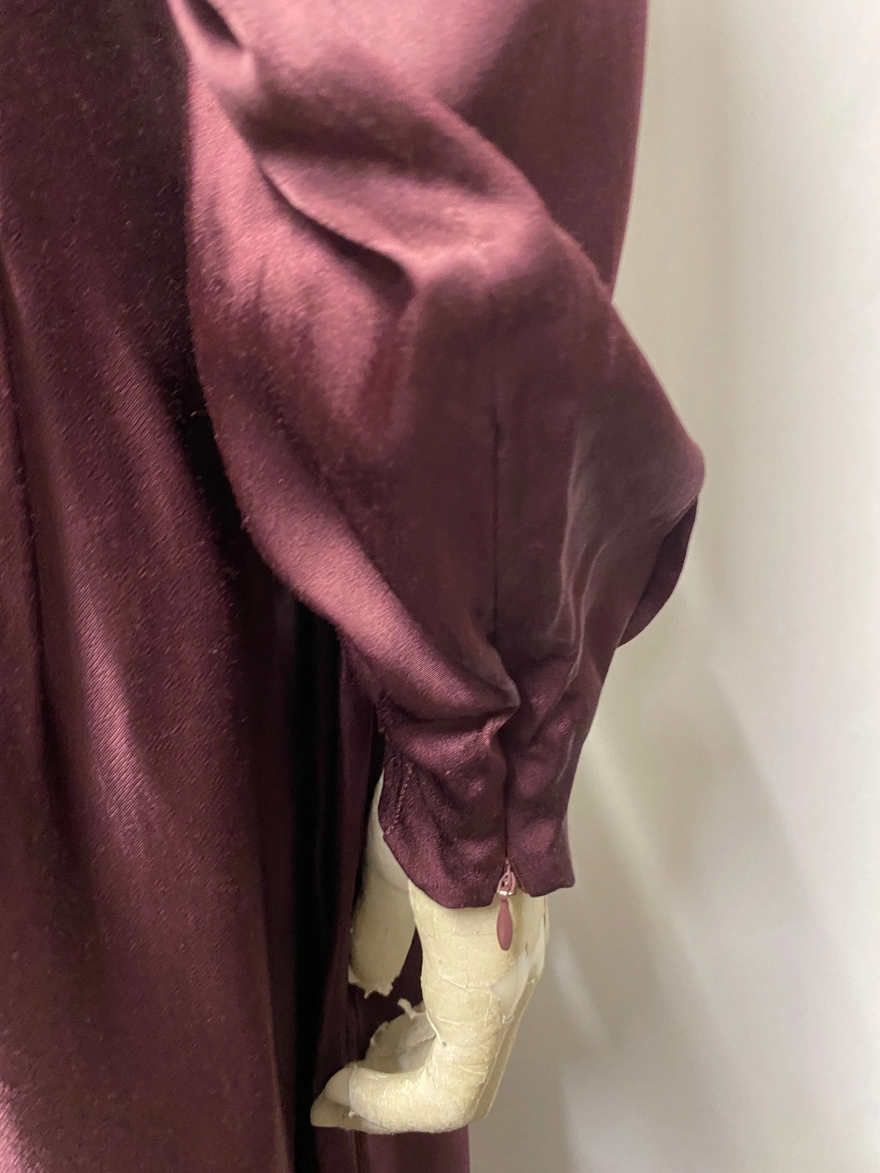 AllSaints Burgundy Satin Midi Dress 10