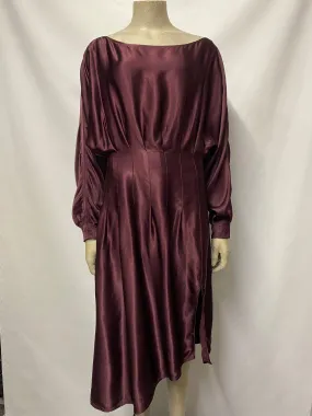 AllSaints Burgundy Satin Midi Dress 10