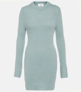 Ami Paris Wool Blend Collar Mini Dress, Blue