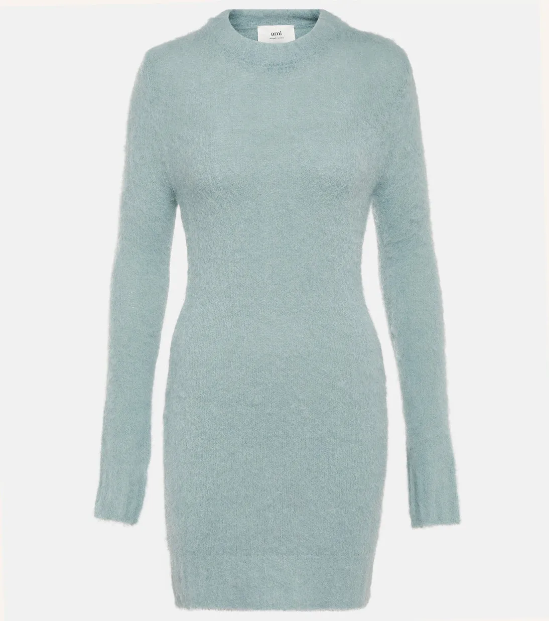 Ami Paris Wool Blend Collar Mini Dress, Blue