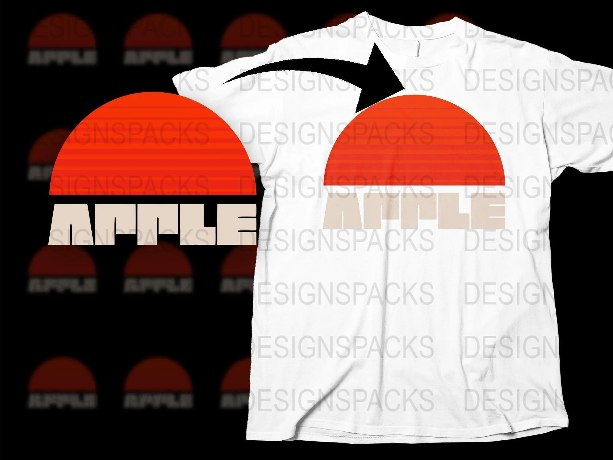 Apple Retro Logo Design Png Digital Download