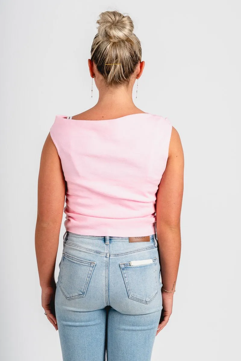 Asymmetrical sweater tank top pink