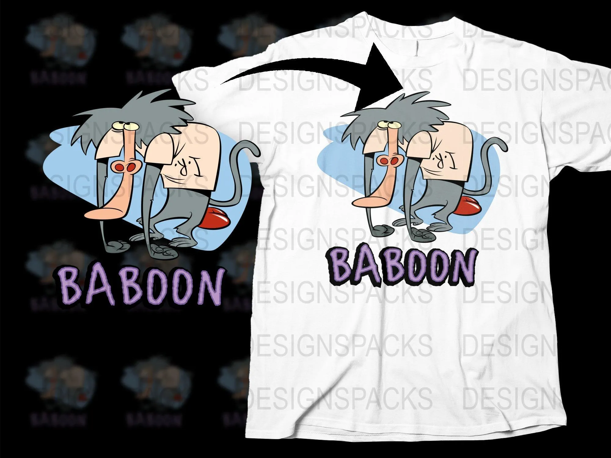 Baboon Character Graphic Cartoon Style Png Digital Download