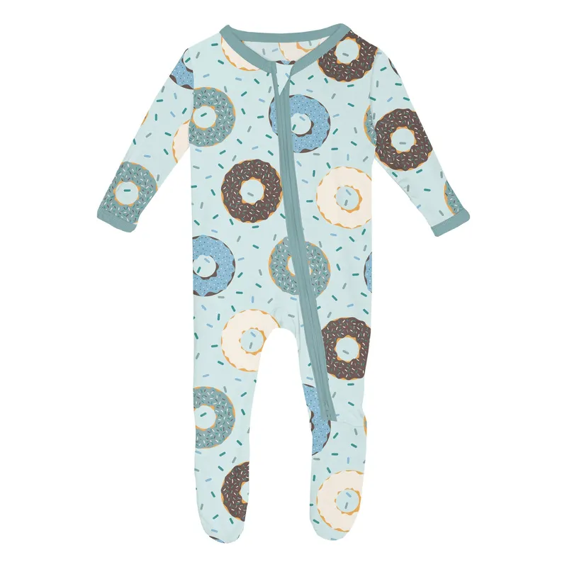 Bamboo Footie with 2-Way Zipper - Fresh Air Donuts and Sprinkles