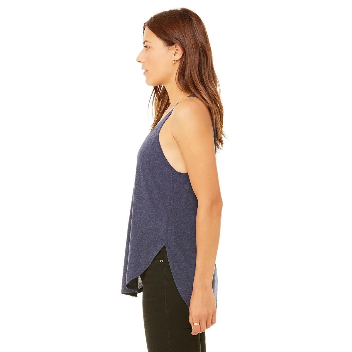 Bella   Canvas Women's Heather Navy Flowy Side Slit Tank