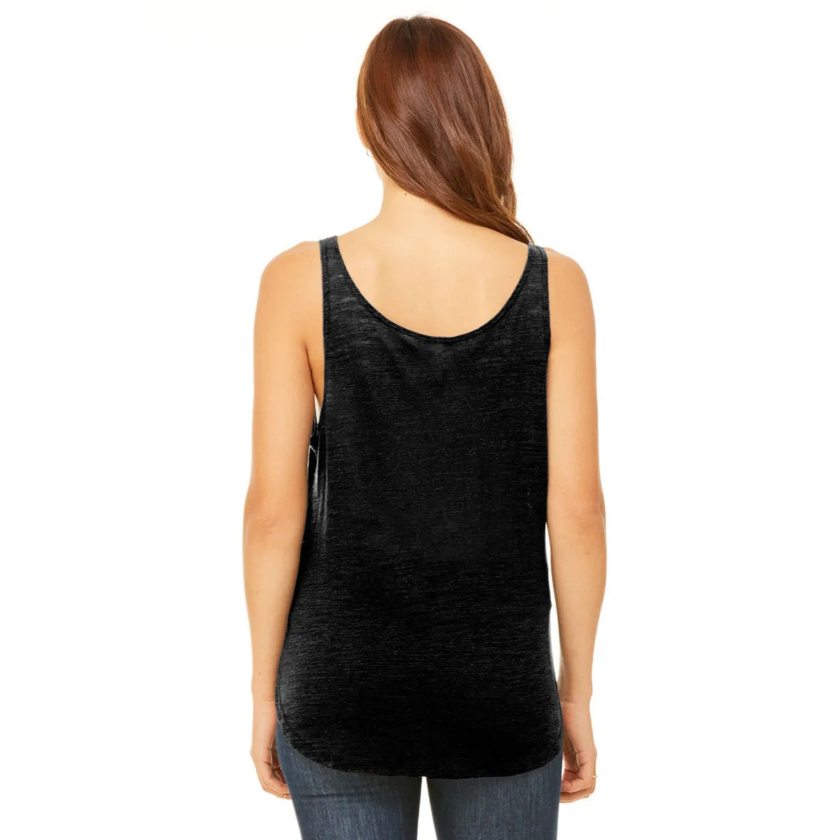 Bella   Canvas Women's Solid Black Slub Flowy Side Slit Tank
