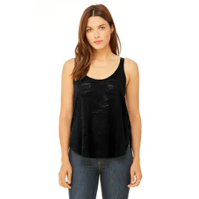 Bella   Canvas Women's Solid Black Slub Flowy Side Slit Tank
