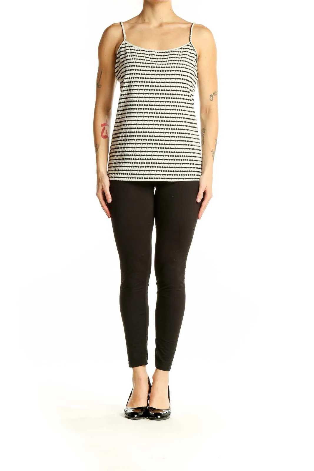 Black and White Striped Camisole Top