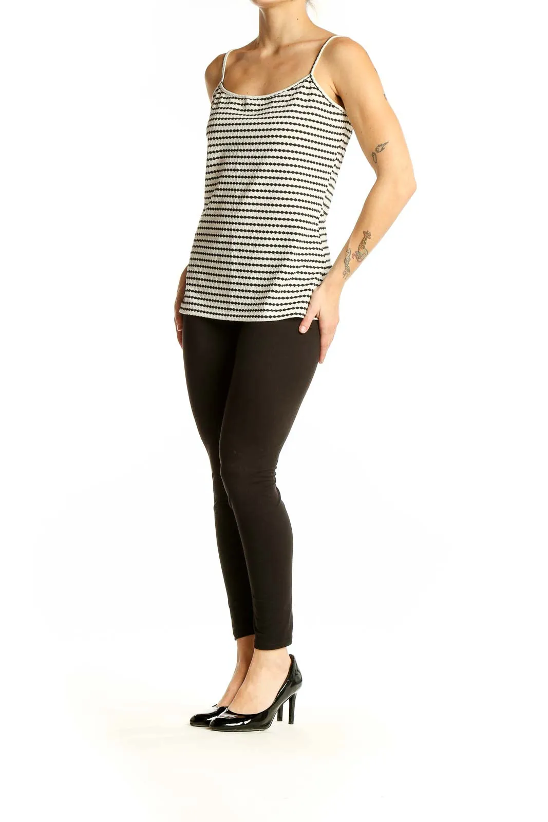 Black and White Striped Camisole Top