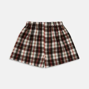 Black Multi Check Linen Blend Godfrey Boxer Shorts