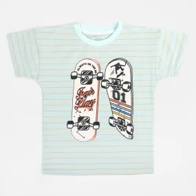 Boys Cotton T-Shirt Skates - Light Blue