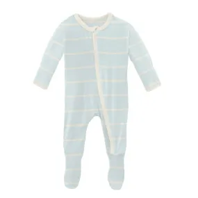 Boy's Print Bamboo Footie with Zipper - Fresh Air Road Trip Stripe