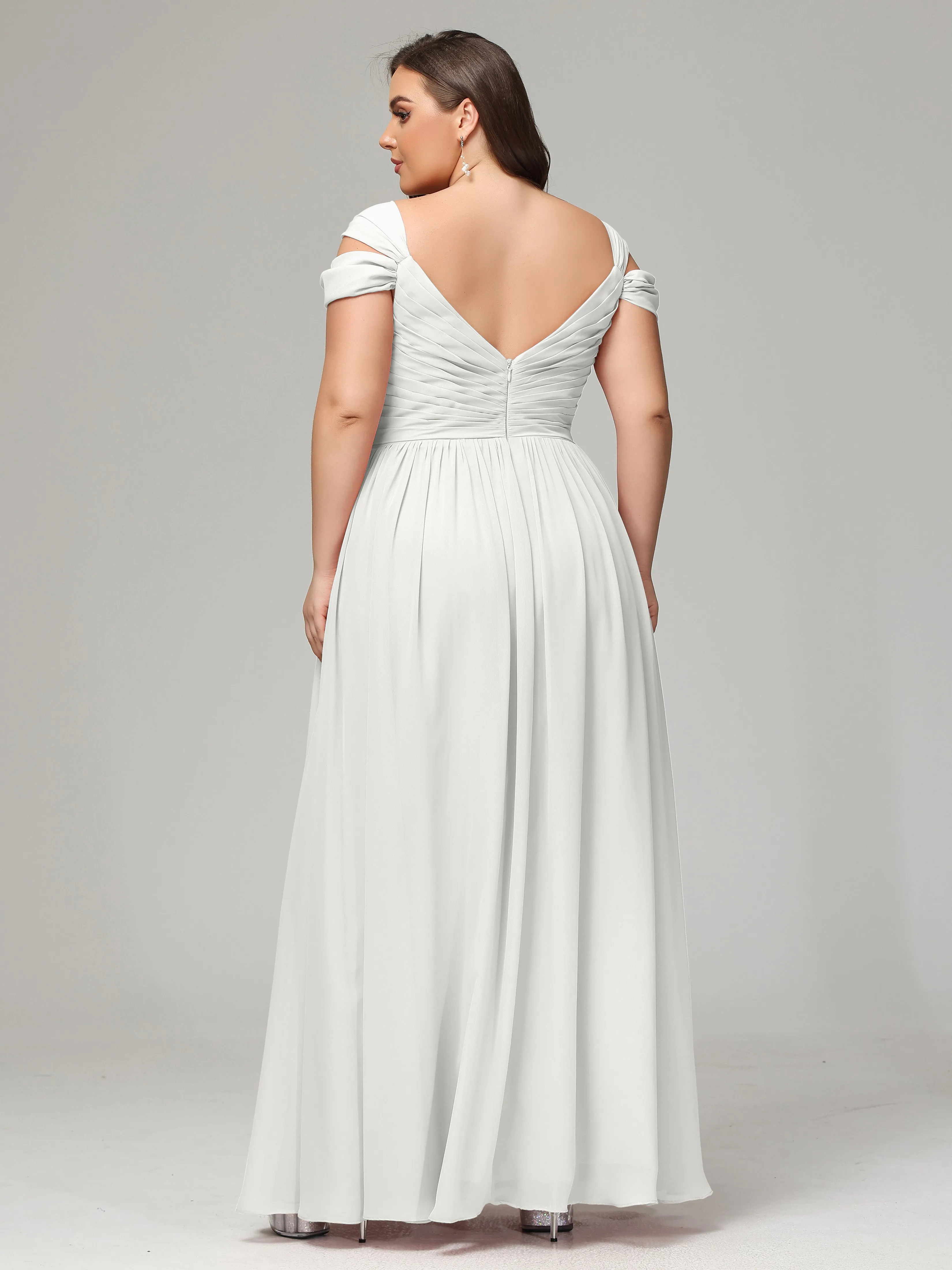 Cap Sleeves Chiffon Plus Size Bridesmaid Dresses With Split