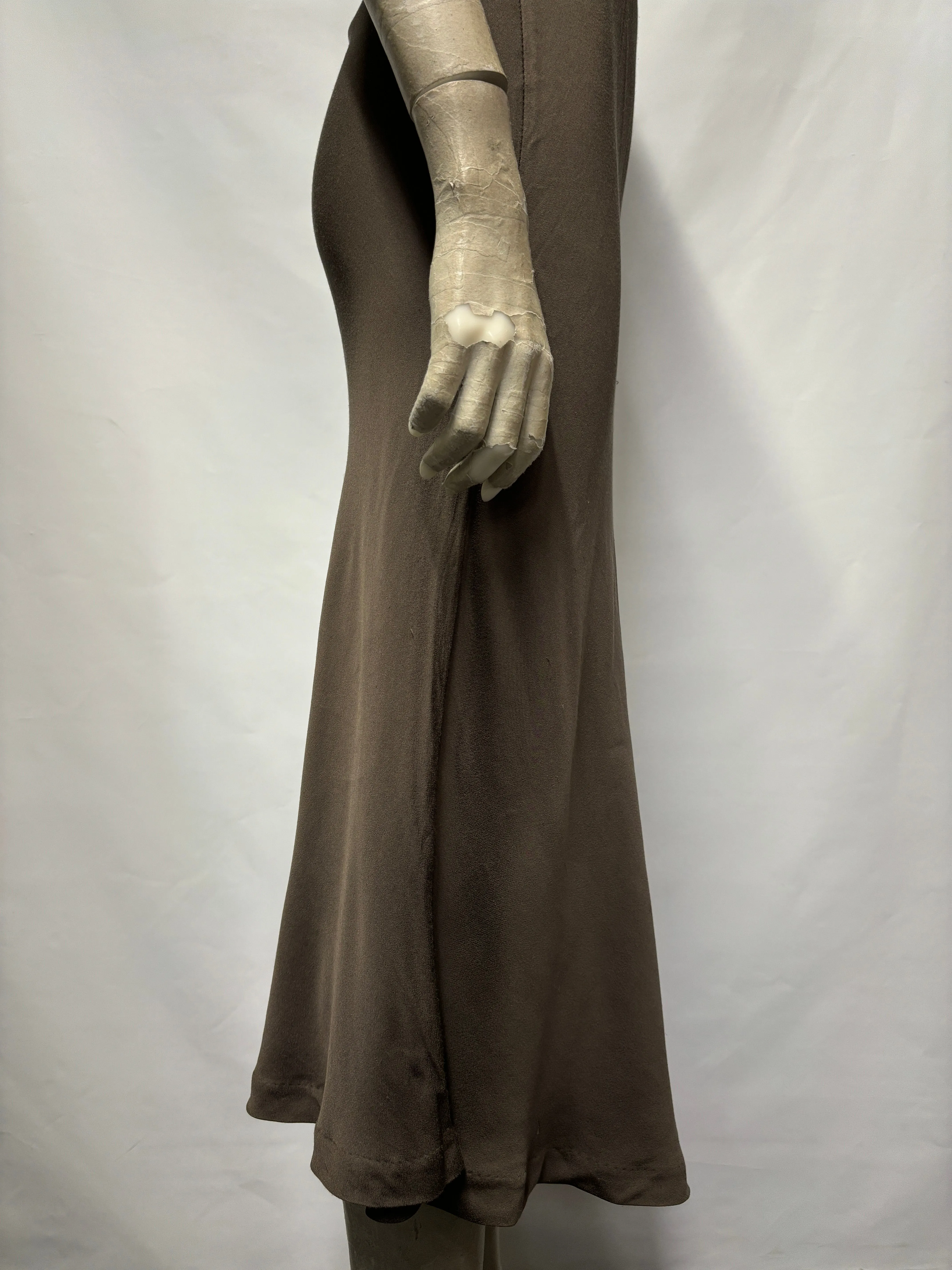 Comeandget Khaki Green Satin Midi Slip Dress Small