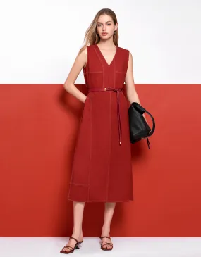 Contrast Topstitch Dress