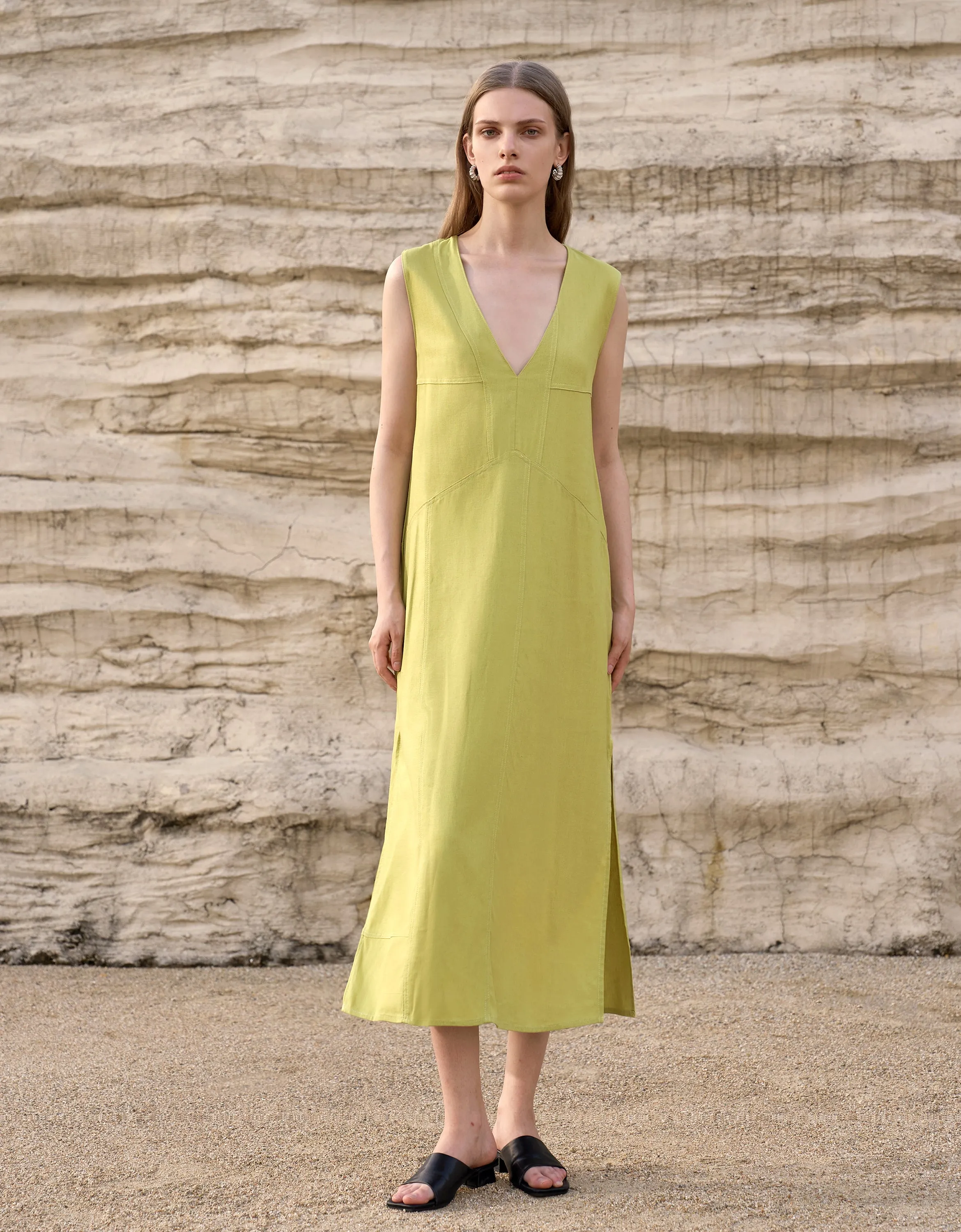 Contrast Topstitch Dress