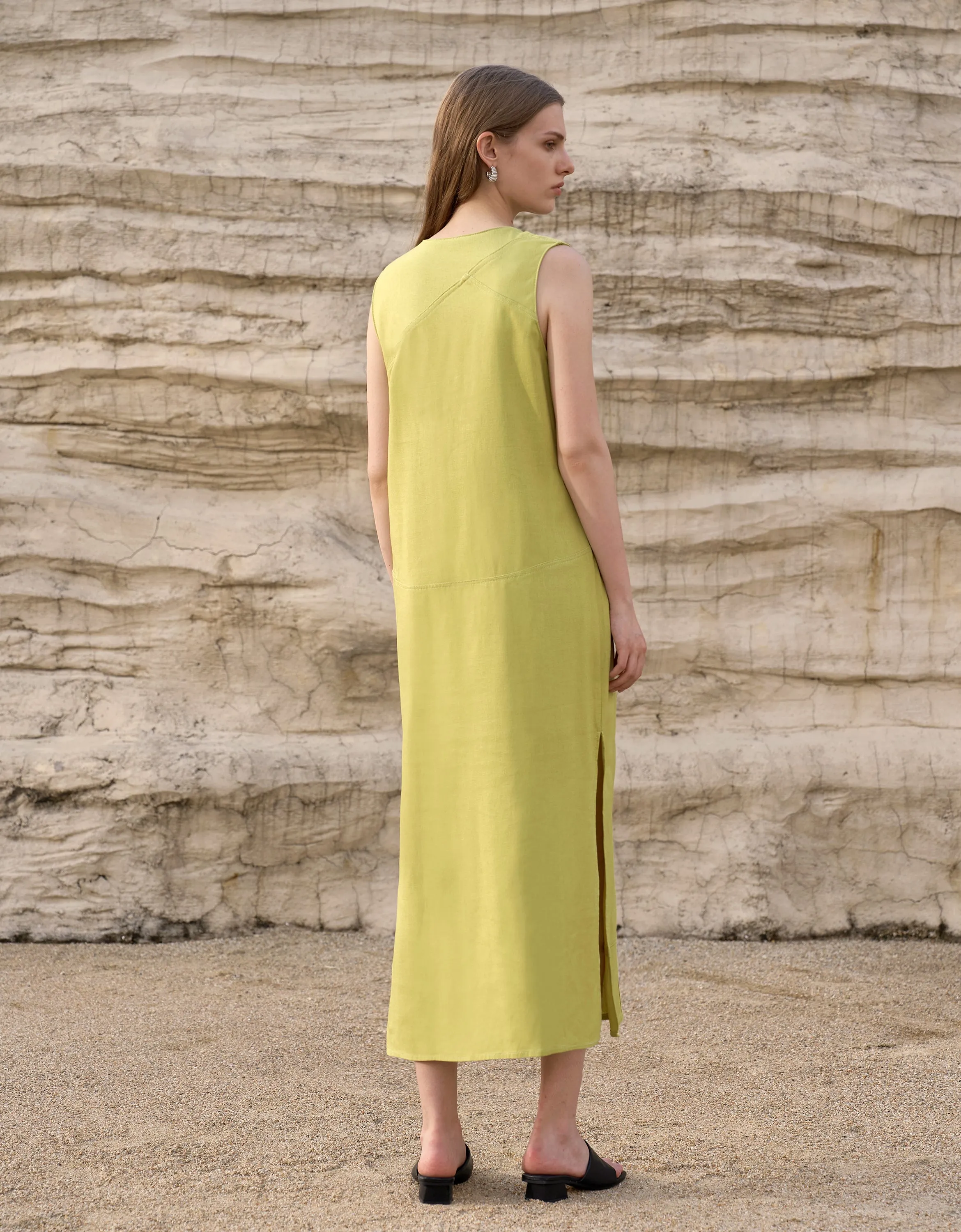 Contrast Topstitch Dress