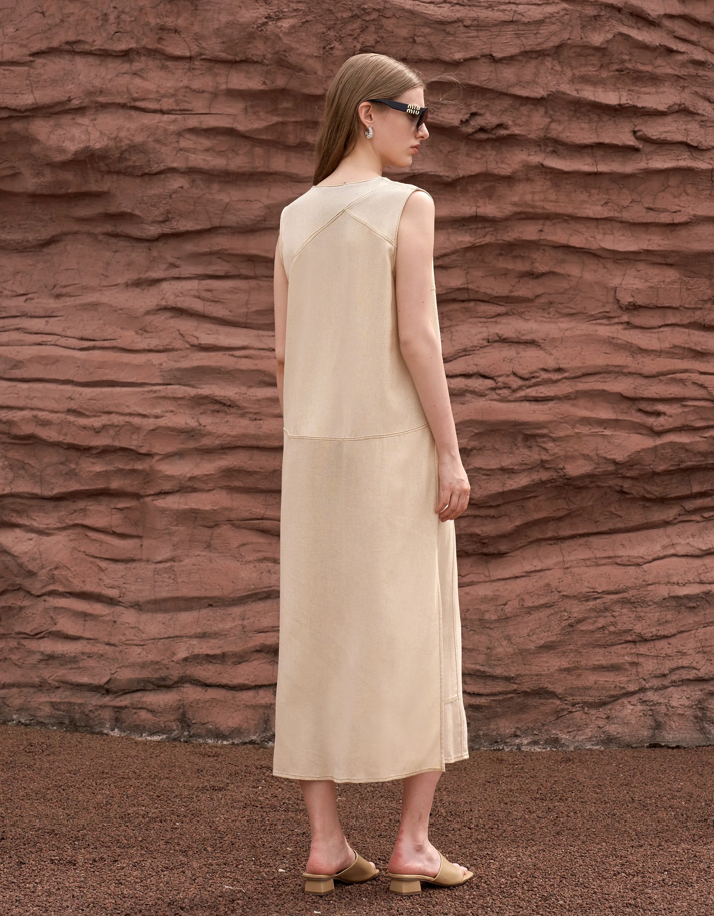 Contrast Topstitch Dress