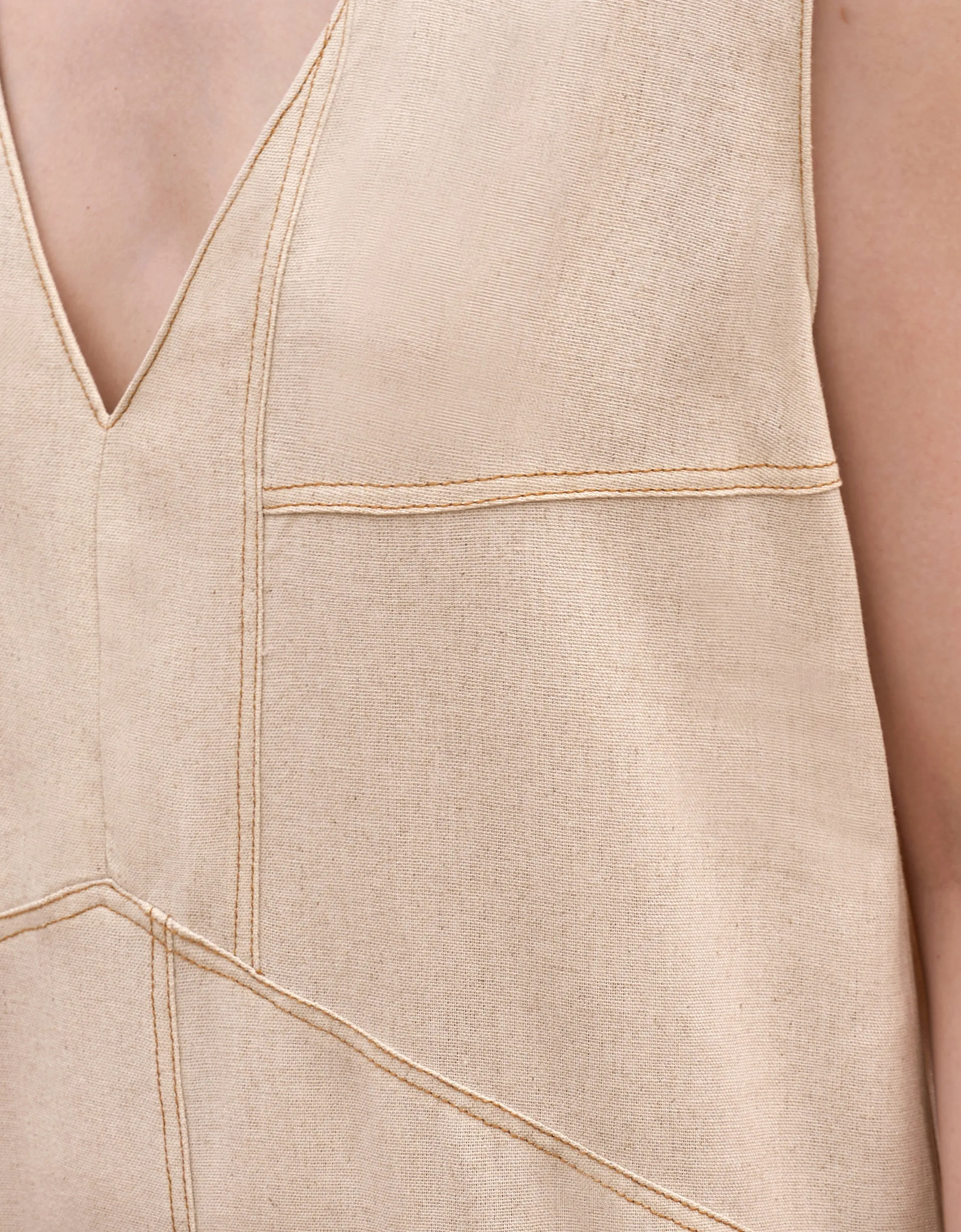 Contrast Topstitch Dress