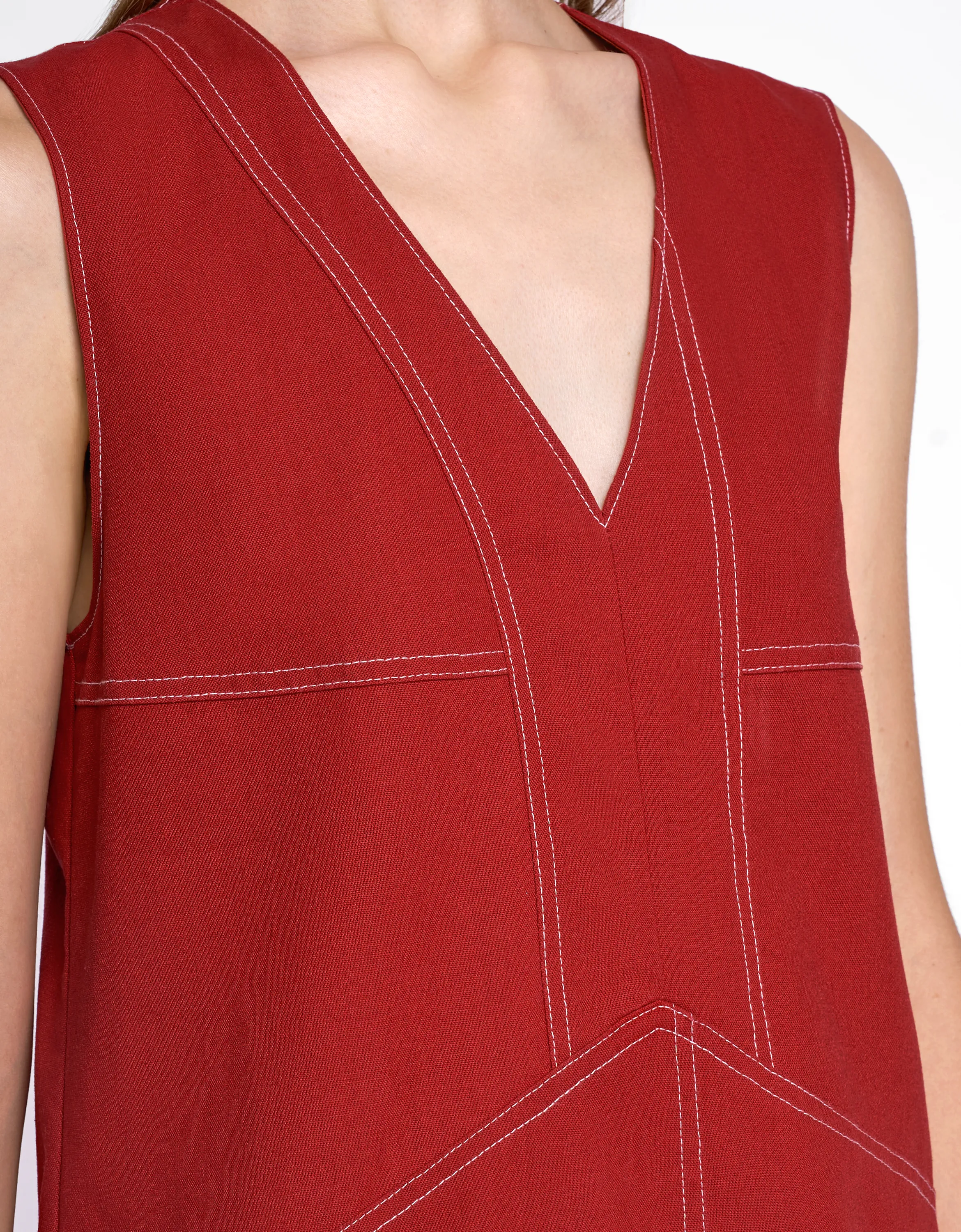 Contrast Topstitch Dress