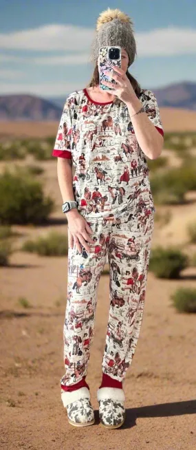 COWGIRL Pajamas – Retro Rodeo Gals Western PJs | Classic Western Print Mom & Me Matching Cowgirl PJs