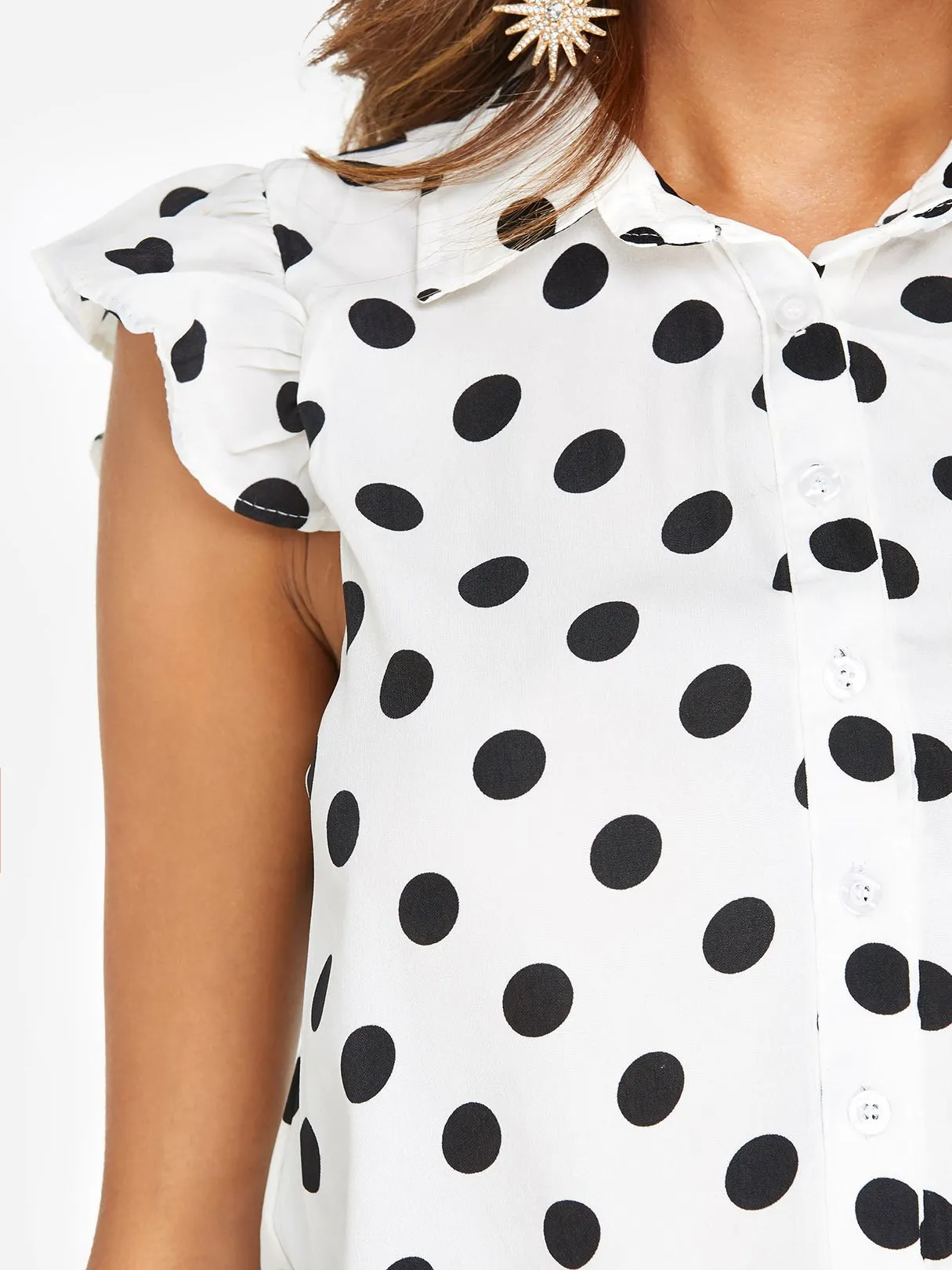Custom Classic Collar Polka Dot Sleeveless Black & White T-Shirts