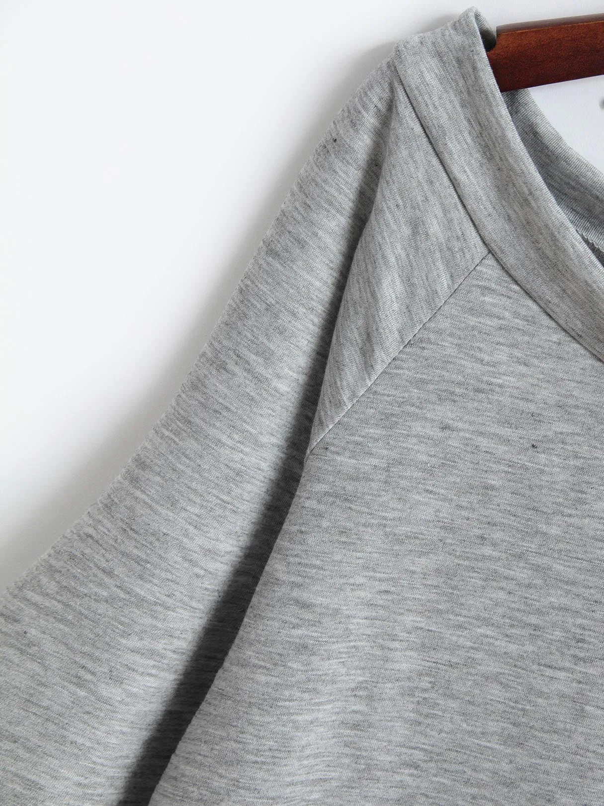 Custom Off The Shoulder Long Sleeve Light Grey T-Shirts