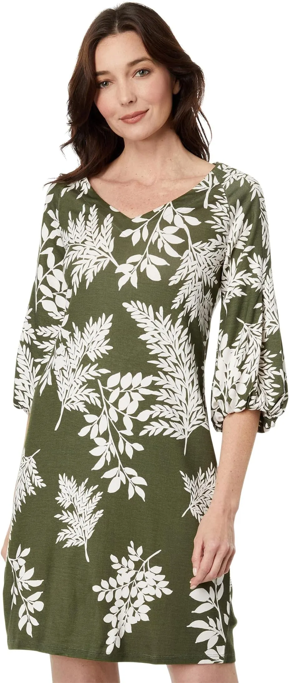Darcy Whisper Fronds Tommy Bahama Sleeve Dress in Olive Tree