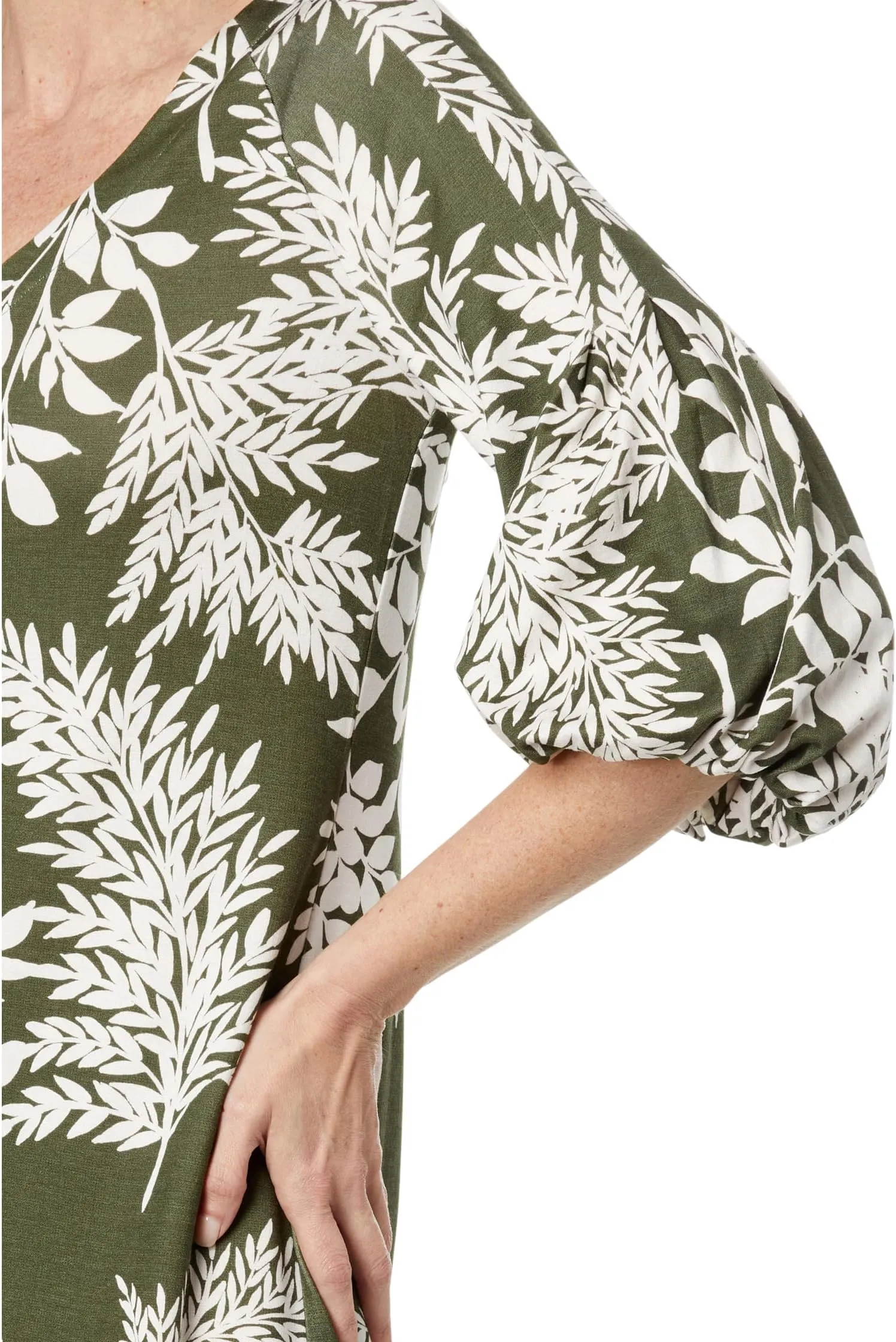Darcy Whisper Fronds Tommy Bahama Sleeve Dress in Olive Tree