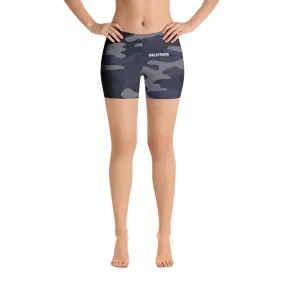 ELEVATED ESSENTIALS, SLIM AND SCULPT SHORTS NAVY CAMO
