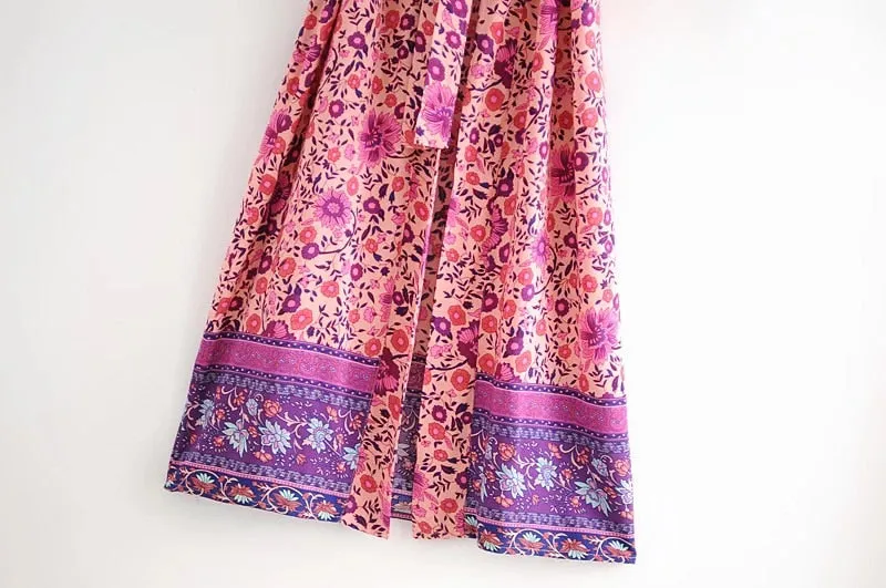 Floral Print Long Kimono Dress