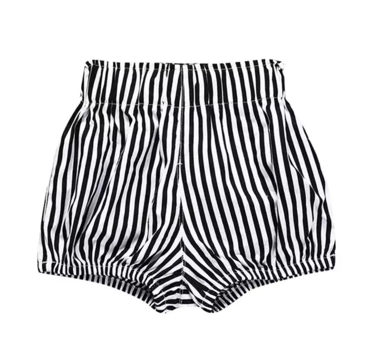 Girl's Black and White Striped Bubble Shorts