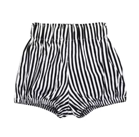 Girl's Black and White Striped Bubble Shorts