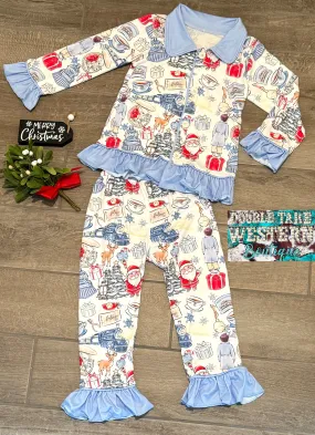 Girls Polar Express Believe Christmas Ruffle Christmas Pajama Set