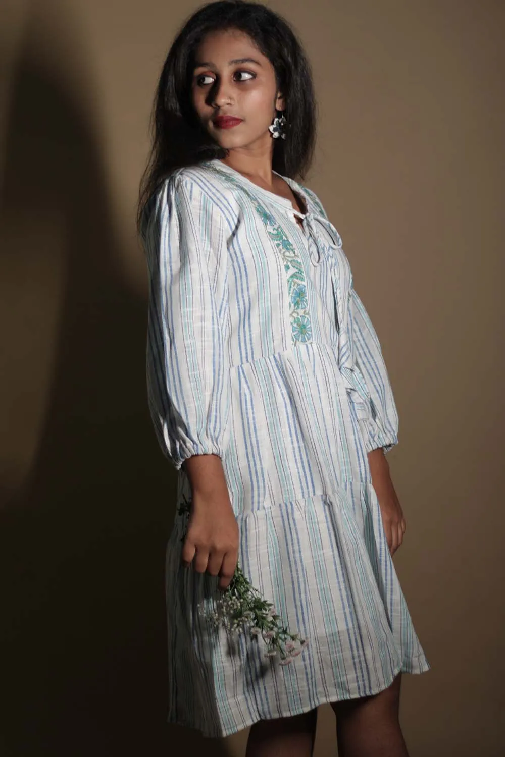 Gypsy | Short Dress | Cyan Stripes