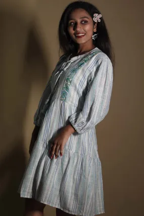 Gypsy | Short Dress | Cyan Stripes