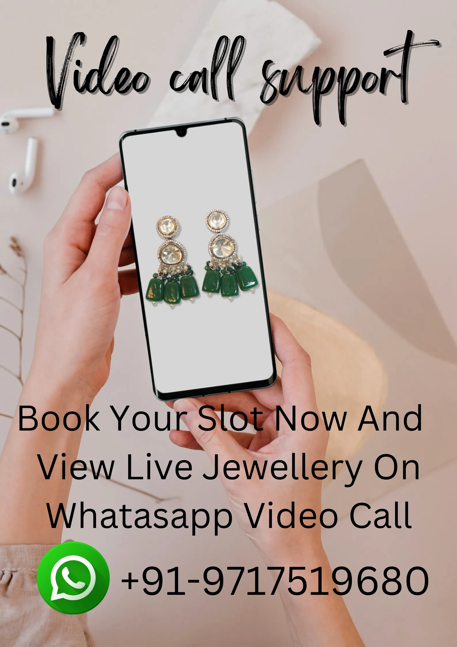 Handcrafted Gold Plated Deep Green Stone Earring