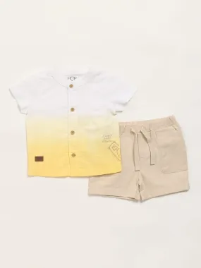 HOP Baby Yellow Ombre Shirt & Shorts Set