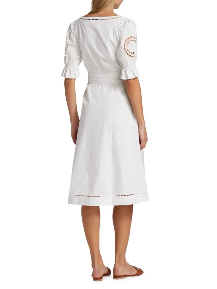 Ingrid Elie Tahari A-Line Midi Dress in Sky White