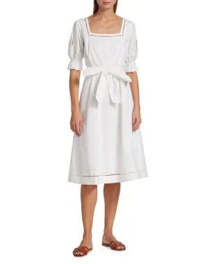 Ingrid Elie Tahari A-Line Midi Dress in Sky White