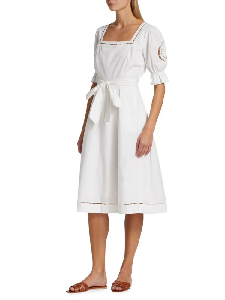Ingrid Elie Tahari A-Line Midi Dress in Sky White