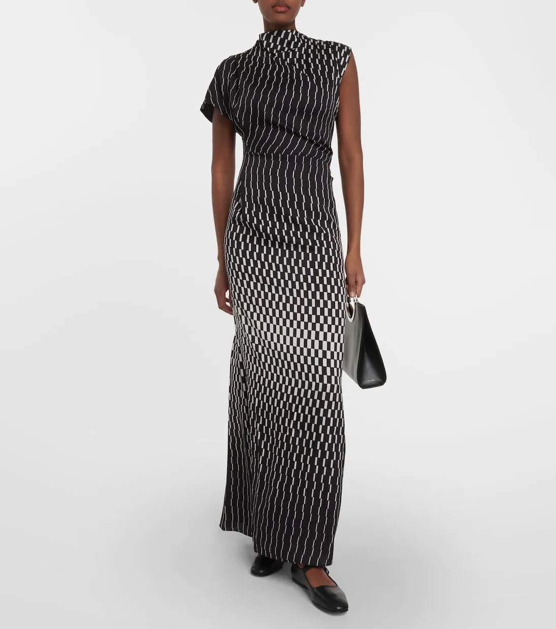 June Tove Printed Silk Blend Maxi Dress, Black