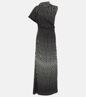 June Tove Printed Silk Blend Maxi Dress, Black