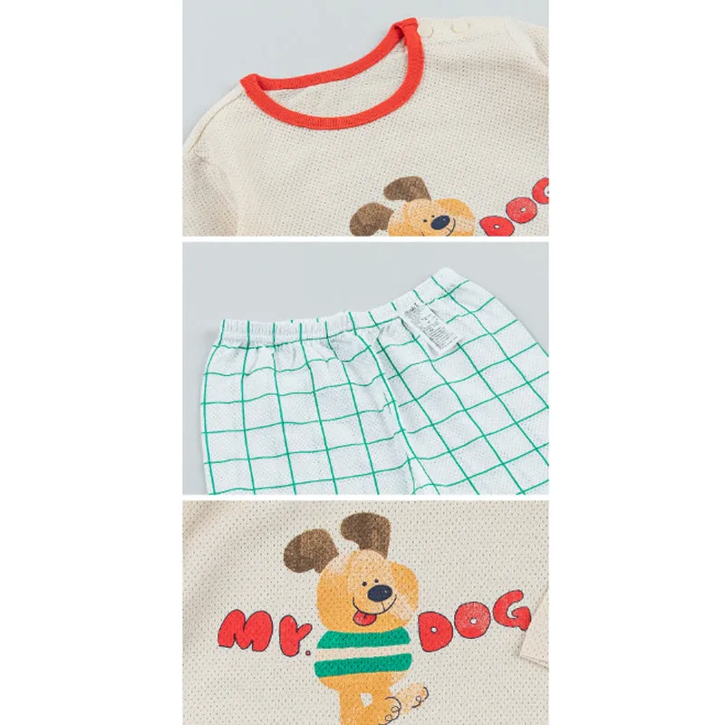 Kids Summer Short Shirt Cotton Cool Mesh Pajamas Set - Dog