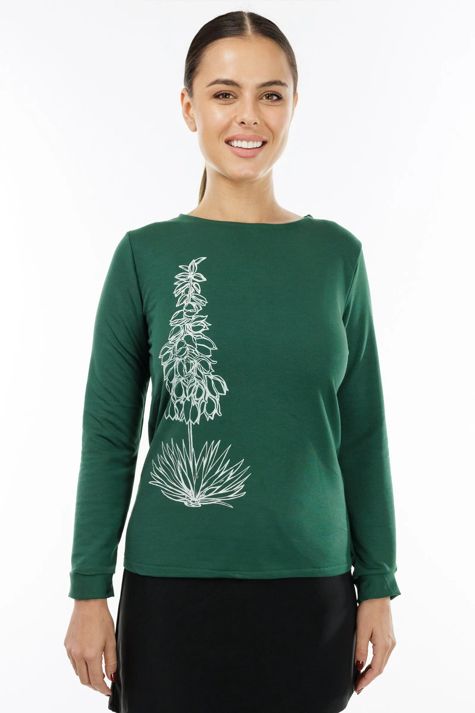 Long Sleeved Hunter Green Yucca Top