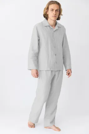 Long-sleeved linen pajamas mineral grey - Diego