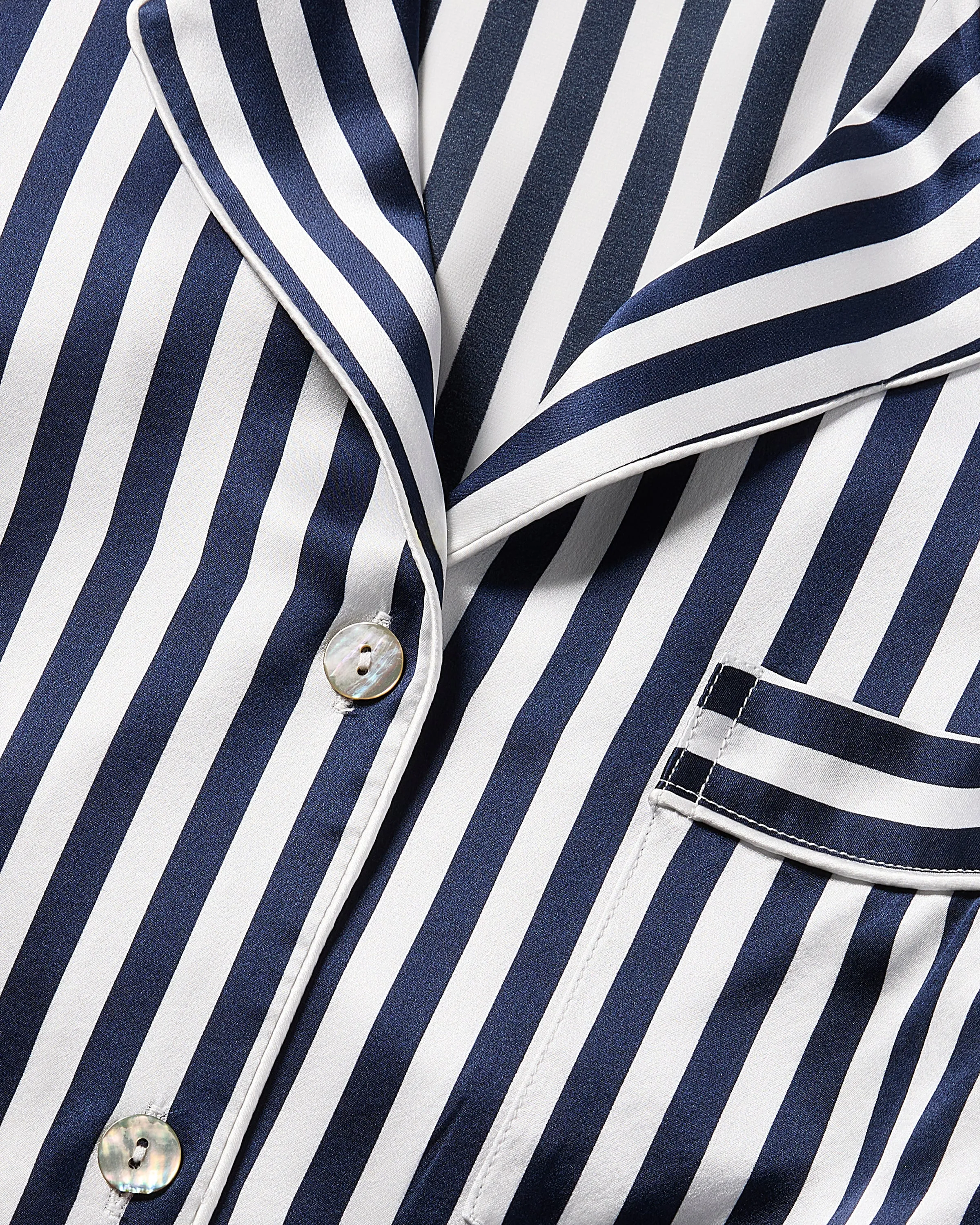 Men's Silk Pajama Set in Navy Bengal Stripe
