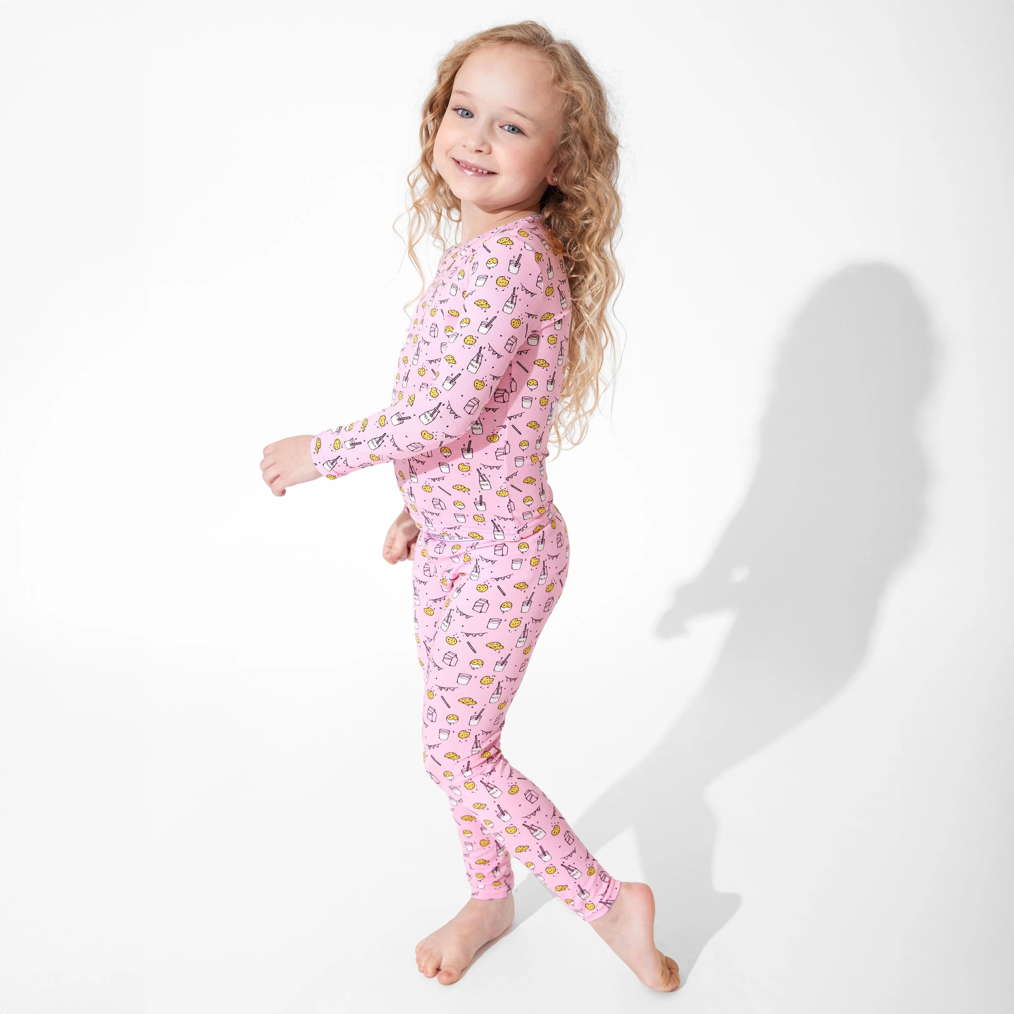 Milk & Cookies Pink Bamboo Kids Pajamas